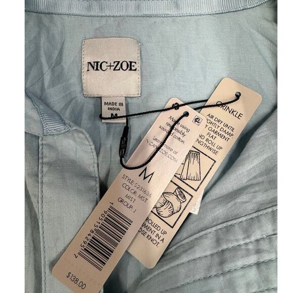 Nic + Zoe Blue Crinkle Shirt Button Up NWT Size M - Picture 14 of 15